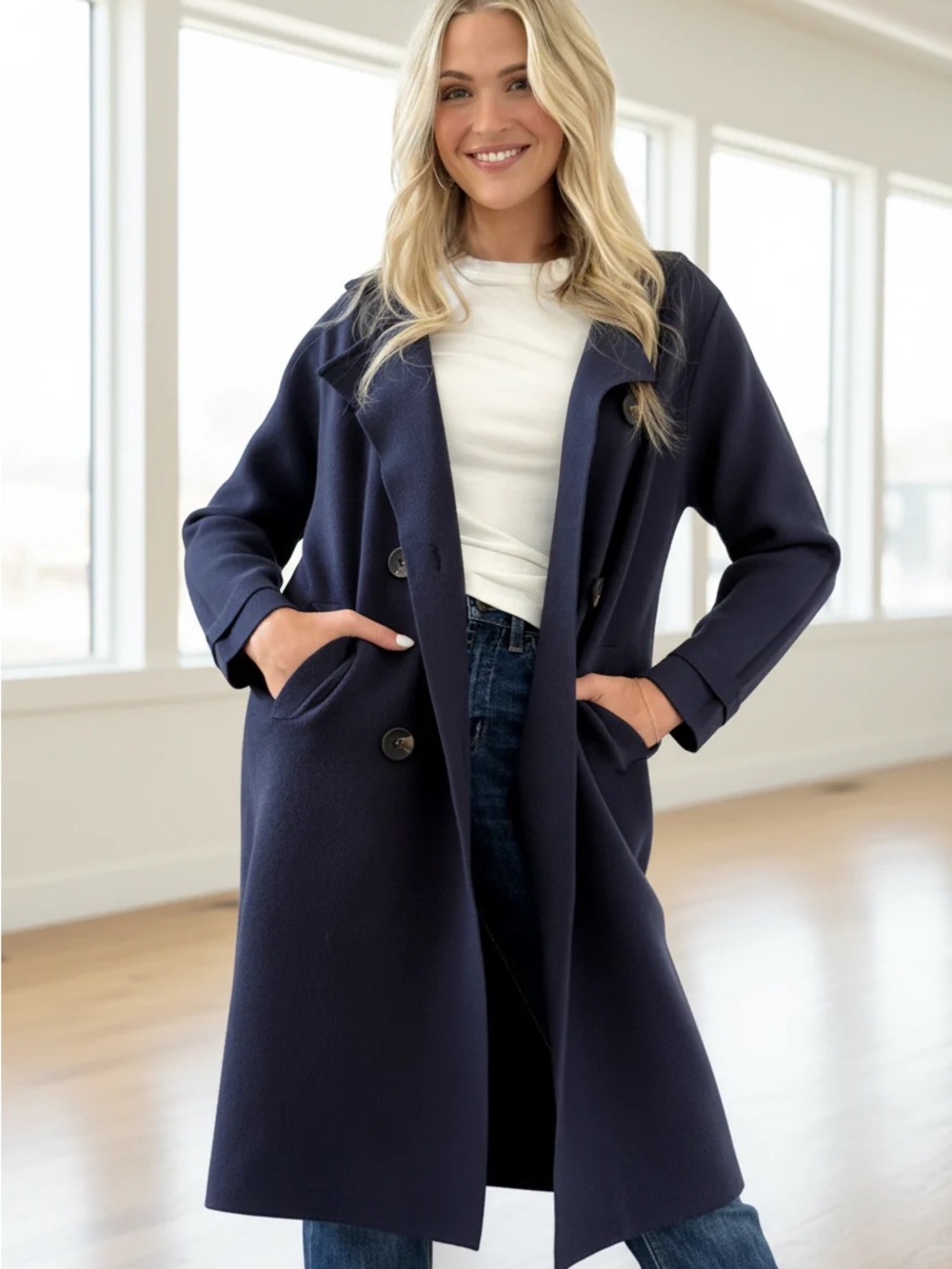 NWOT Jolie Black Long Trench Coat Jacket